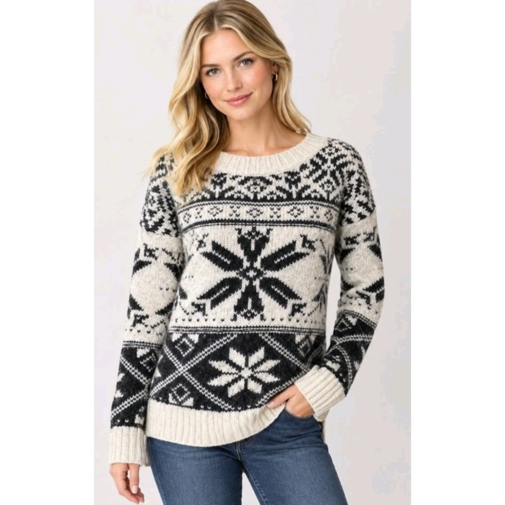 American Eagle Wool Alpaca Blend Sweater M Fairisle Nordic Cabincore Snowflake